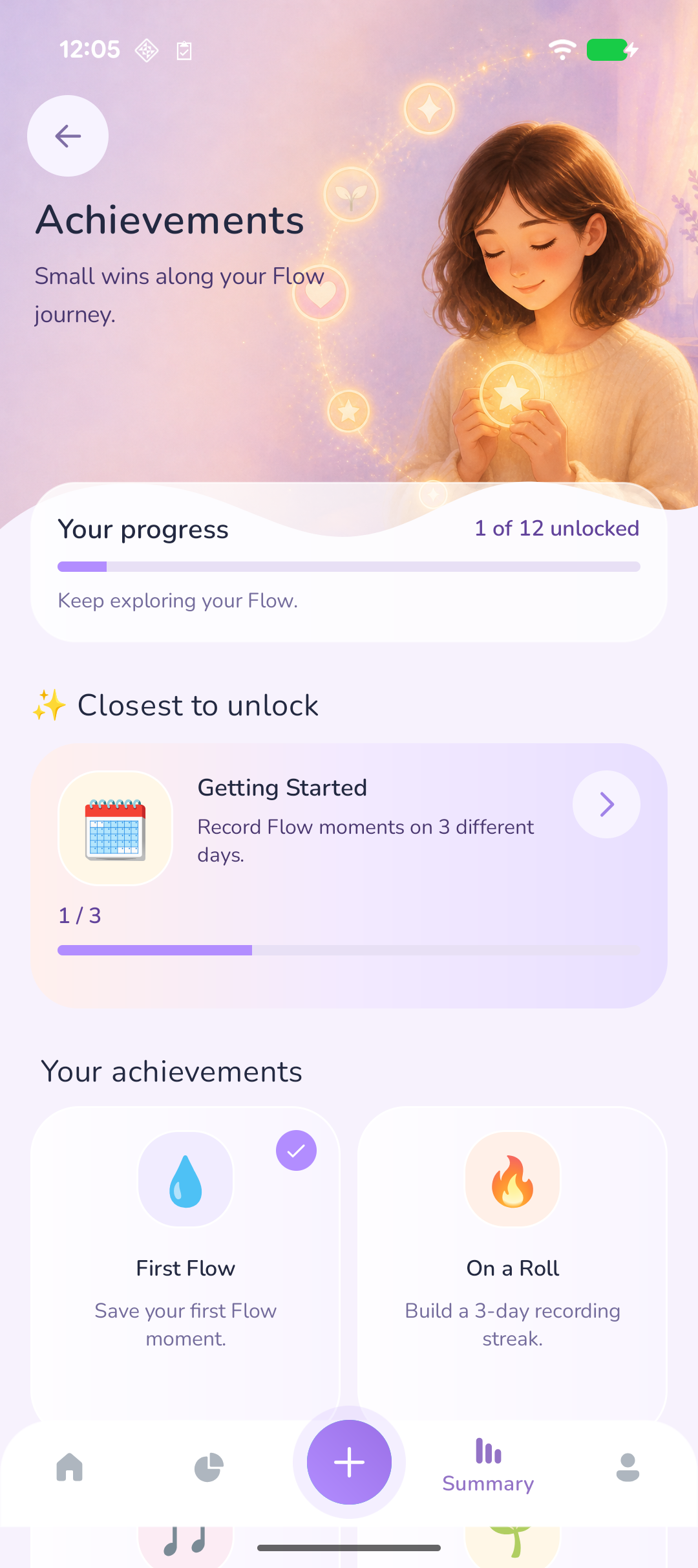 FlowApp achievements screen